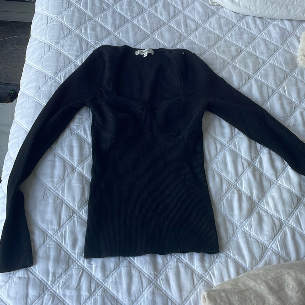 Black knit top from Madewell